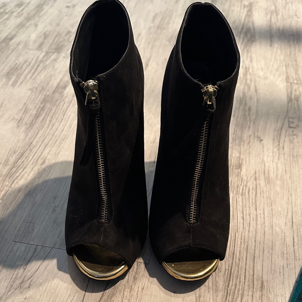 Mossimo Supply Co. Black Ankle Boots with Gold Accents